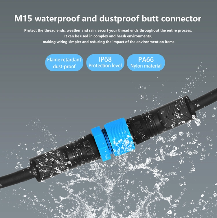 Yxy M15 Waterproof Connector Nylon IP68 Waterproof 2 Pin Male Female Cable Connector for Street Solar Light