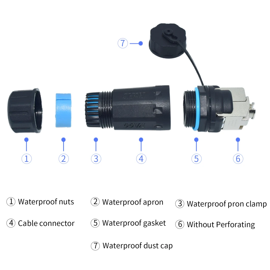 Yxy IP68 RJ45 Connector CAT6 Shielded Panel Mount Care Connector Female IP68 Waterproof No Wire Bonding Quick Connector