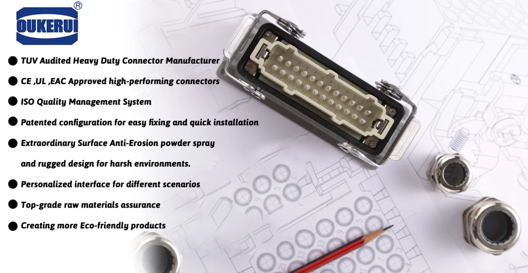 64 Pin, Multipole Industrial Connector with CE and UL Certificates, Manufacture Supply