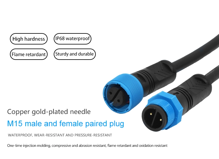 Yxy M15 Waterproof Connector Nylon IP68 Waterproof 2 Pin Male Female Cable Connector for Street Solar Light