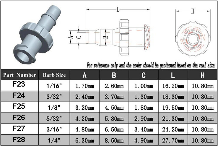 Plastic Barb Termination Fitting Female Luer Lock Connector Air Hose Connector Female